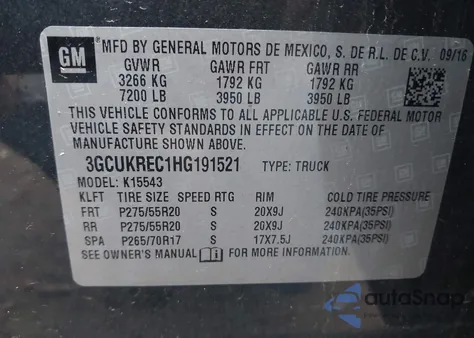 2017 Chevrolet Silverado 1500 2Lt from USA, damaged, VIN 3GCUKREC1HG191521